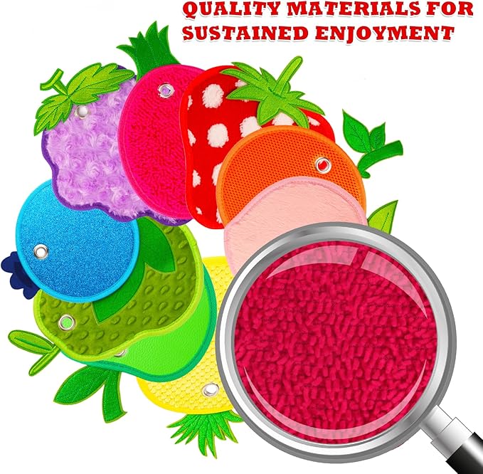 Sensory Mats, Fruit Shaped, Assorted Textured Sensory Tiles for Kids and Autistic Children, Sensory Toys for Tactile Play and Multi Sensory Exploration, Sensory Wall and Floor Panels, 10 Piece.