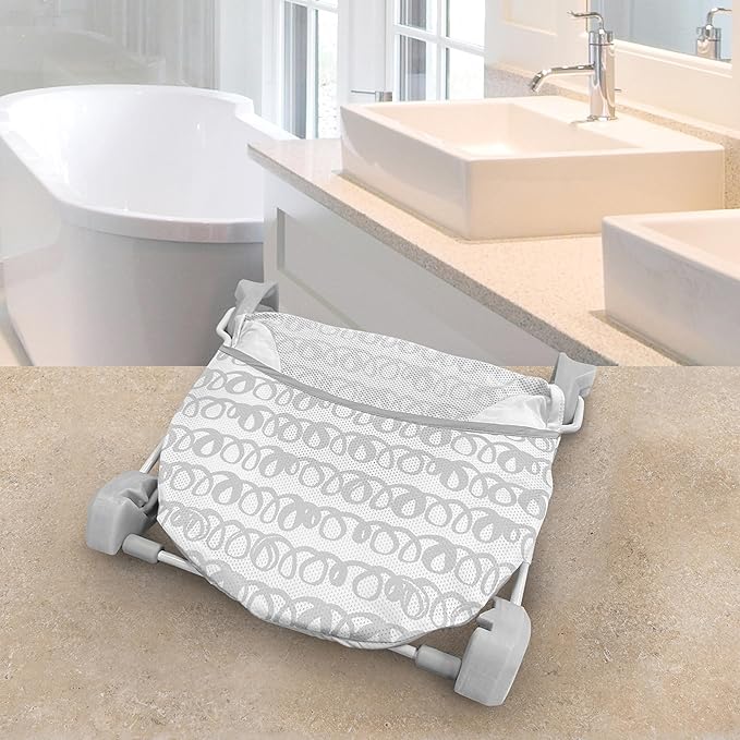 Ingenuity Foldaway 2-Position Baby Bath Seat,Adjustable Support for Sink or Bathtub,Ages 0-6 Months up to 20 Pounds,Machine-Washable Sling,(Pack of 3)
