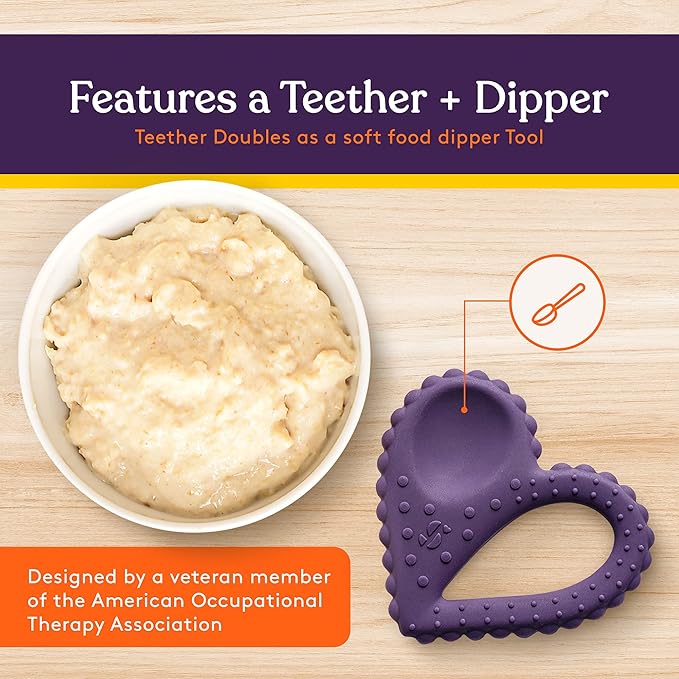 Special Supplies Teether Heart Spoon Oral Motor Therapy Tools, Textured Stimulation and Sensory Input Treatment for Babies and Toddlers, BPA Free Silicone, Dual Use Spoon Plus Teether