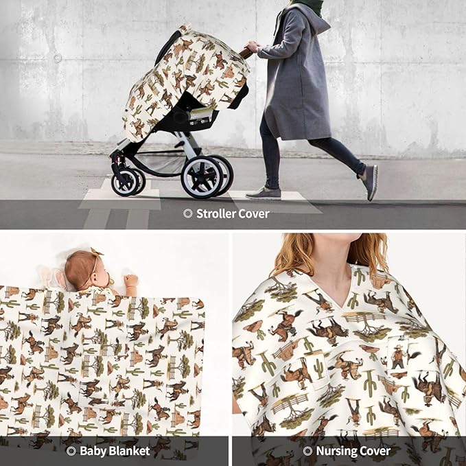 Western Baby Car Seat Canopy Cover Multi Use Nursing Cover for Mom Nursing Covers Newborn Western Shower Gift