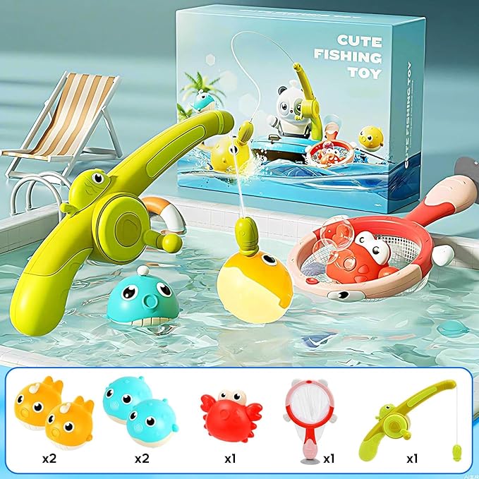 Light Up Toddler Bath Toys for Kids Ages 1- 3,7PC No Holes Baby Shower Bath Toys Set,Fun Magnetic Fishing Game Bathtub Toy,Birthday for Baby Boys Girls 1 2 3 4 5 6 Old Year