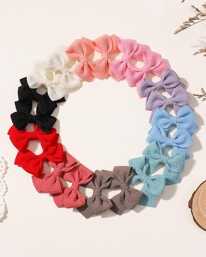 Jollybows 20pcs Baby Hair Clips Girls Bows 2" Mini Alligator Clip Toddler Pigtail Bow Fine Hair Clip Light color