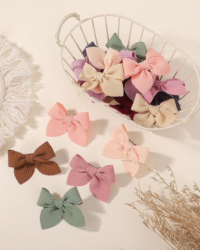 Jollybows 20pcs Baby Hair Bows Clips 2" Mini Fable Alligator Clip Toddler Pigtail Bow Fine Hair Clip Baby Girl Hair Accessories