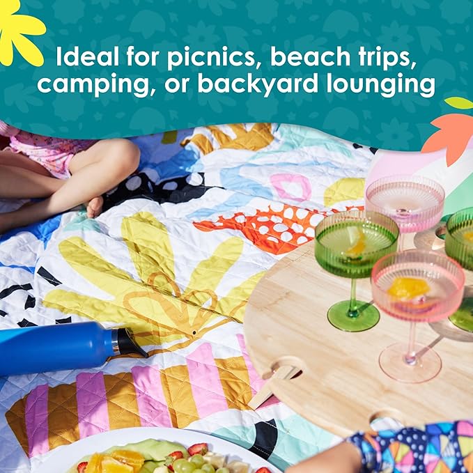 Rudie Nudie Jumbo Picnic Rug, Large Picnic Mat, 6'7" x 6'7", Outdoor Waterproof Picnic Blanket Beach Mat, Foldable & Waterproof, Picnic Blankets Ideal for Beach & Park, Outdoor Blanket, Pop Pip Pow