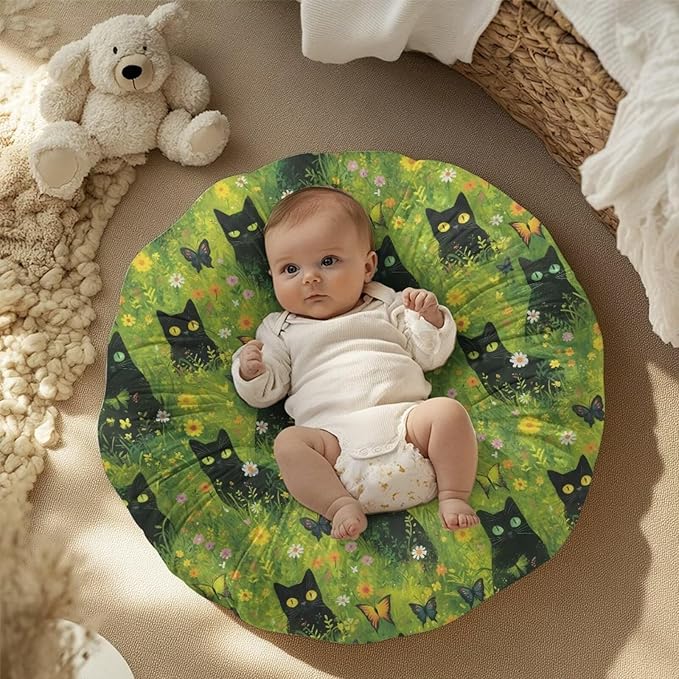 Green Grass and Black Cat Newborn Lounger Cover Strechy Newborn Lounger Cover, Removable and Ultra Soft Sung Fitted Baby Lounger Slipcover Protector Easy to Use and Dustptoof