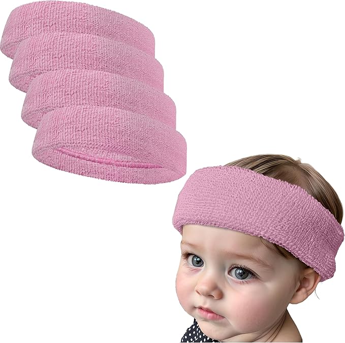 COUVER Baby Infant Terry Solid Color Headband/Terry Cloth Head Band - 4 Pieces
