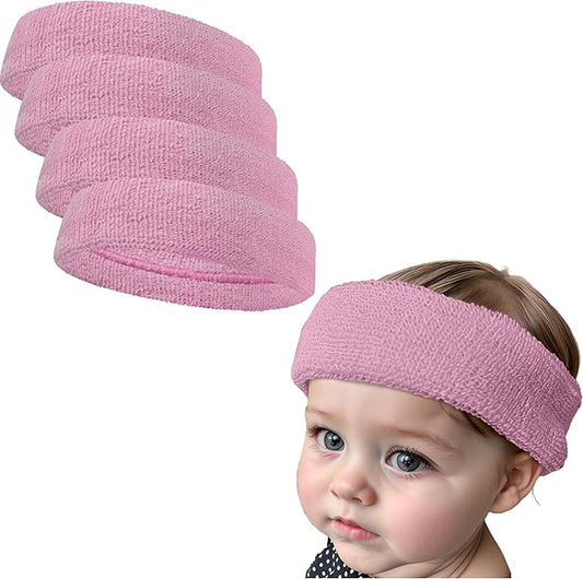 COUVER Baby Infant Terry Solid Color Headband/Terry Cloth Head Band - 4 Pieces