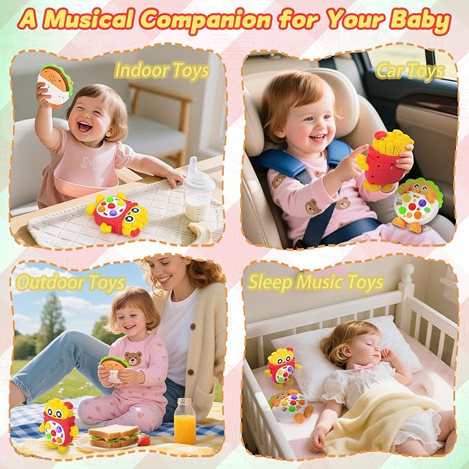 Musical Toys for Toddlers 1-3, Baby Musical Toys with Music & Sound Effects & 5 Level Quick Push Game, Interactive Light up Baby Toy with Flashing, Birthday Gift for Boy Girl 1 2 3 Year Old