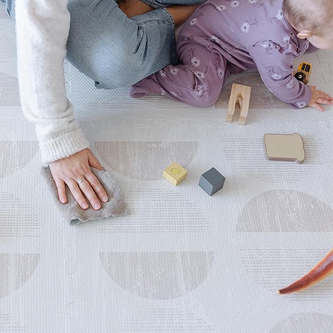 Little Landings Baby Play Mat for Floor - Aura Oat (6x6ft) - Premium EVA Foam Play Mat for Babies & Toddlers (Ages 0-5+) Non-Toxic Playmat for Tummy Time, Crawling & Playroom - Stylish & Comfortable