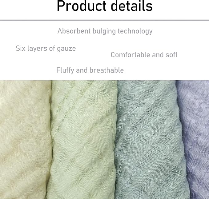 Baby Wash Cloth and Towels 5 Pack - Muslin Washcloths, Super Soft Newborn Bath Face Towels, Cotton Reusable Wipes