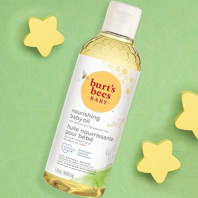 Burt's Bees Baby Nourishing Baby Oil, Formulated for Delicate Skin, Pediatrician Tested, 100% Natural Origin Baby Skin Care, 5 Oz (Pack of 3)
