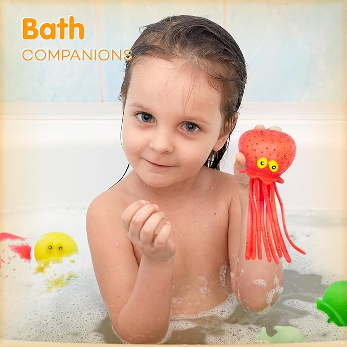 Octopus Water Balls - Pack of 6 Pool Toys for Kids Sensory Absorbent Water Splash Balls Bomb, Toddler Bath Toy, Swimming Pool Floating Swim Toys Outdoor Activity Game Easter Basket Stuffer