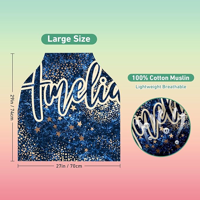 Custom Car Seat Covers for Babies - Breathable Baby Car Seat Cover for Girls Boys, Kick-Proof Newborn Carrier Dark Blue Print Canopy Stretchy Stroller Cover for 4 Seasons