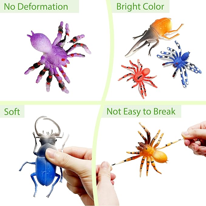 Spider and Beetle Series-12pcs Temperature Color Change Bath Toys,Water Table Toys for Goodie Bags Fillers,Themed Party,Classroom Rewards,Carnival Prize, for Kids 3+