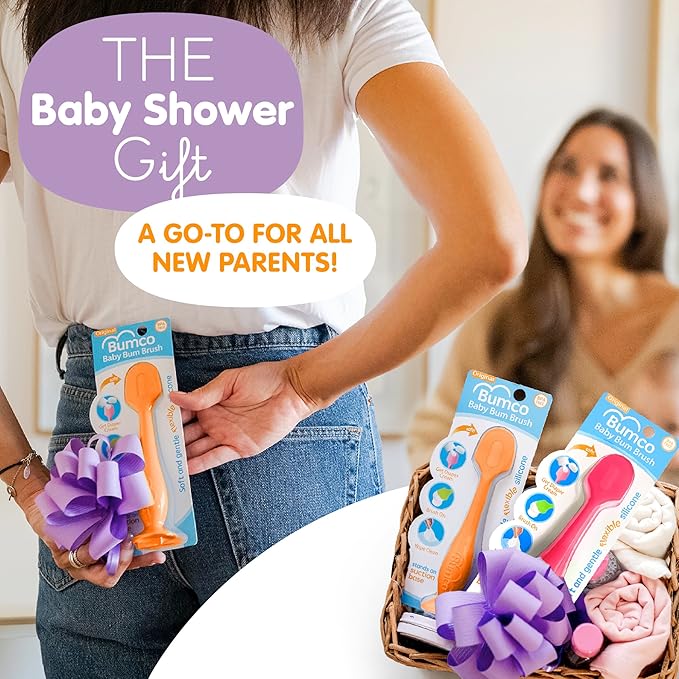 Bumco Diaper Cream Spatula (2-Pack) - BPA-Free Diaper Bag Essentials, Soft & Flexible Butt Spatula Baby, Mom-Invented Butt Paste Spatula, Diaper Cream Applicator, Bumco Baby Bum Brush, Diaper Spatula