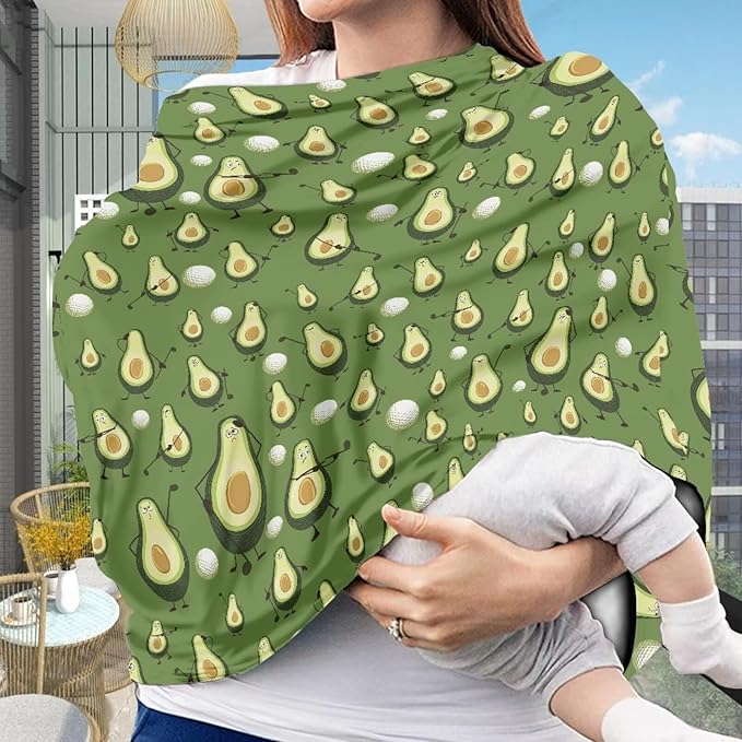 AFPANQZ Avocado Nursing Cover Breastfeeding Scarf Baby Car Seat Covers Infant Stroller Cover Carseat Canopy for Girls Boys Lightweight Breathable for Outdoor Walking Traveling