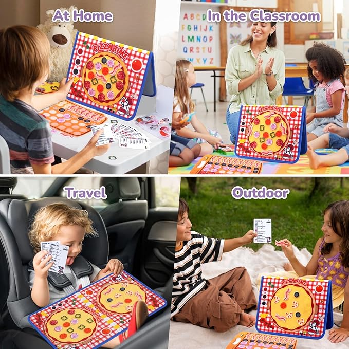 CHEFAN Pizza Counting Felt Board for Toddlers, Number Learning Toys, Make Pizza Time for Vegetables, Preschool Math Games, Manipulatives for Preschool