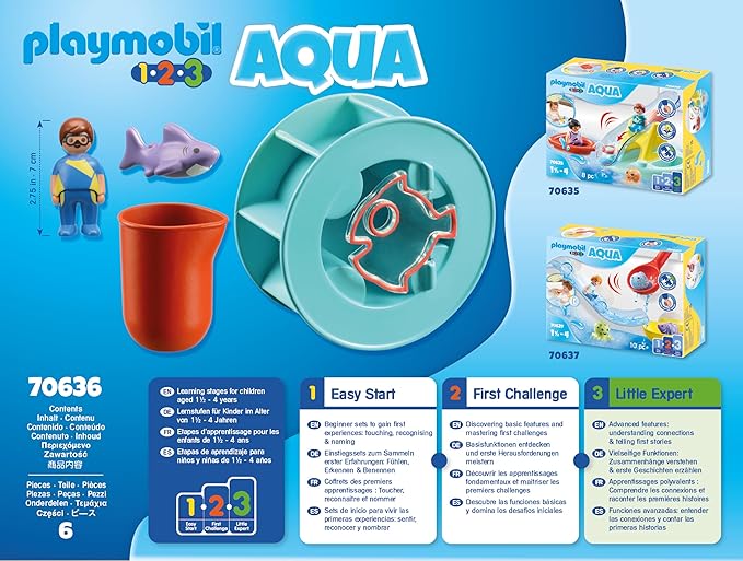 Playmobil 1.2.3 Aqua Water Wheel with Baby Shark