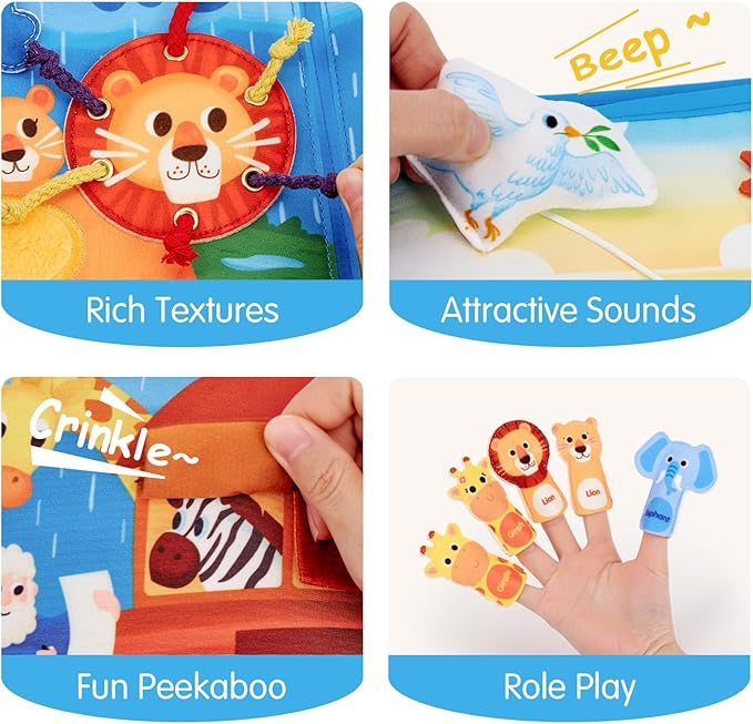 hahaland Noah's Ark Toy Busy Book for Toddlers 1-3 - Baptism Gifts for Boys Girls - Montessori Toys for 1 Year Old, Sensory Early Learning Educational One Year Old Boy Birthday Christian Church Toys