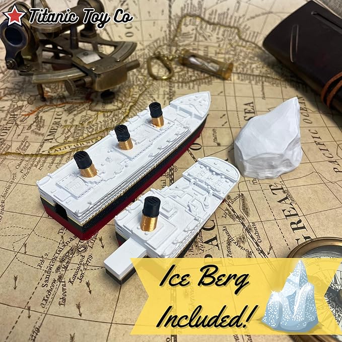 Split In Half Titanic Bath Boat And Pool Toy,Break In Half RMS Titanic Toys For Kids, Historically Accurate Breakable Titanic Toy, Titanic Ship, Titanic Cake Topper (Split Titanic + IceBerg)