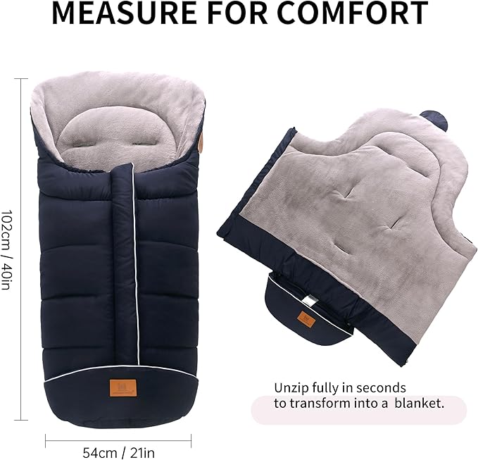 Miracle Baby Bunting Bag for Stroller, Warm Fleece Footmuff with Zippers, Convertible Infant Toddler Sleeping Bag Blanket for Boys Girls