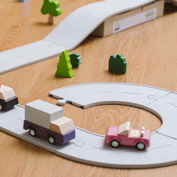 PlanToys® Pink Sports Car Wooden Montessori Vehicle Toy | Early Movement, Imagination and Practical Life Exploration | Eco Friendly Car for Indoor and Outdoor Play
