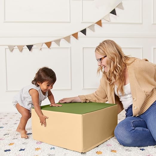 ECR4Kids SoftZone Pedestal Play Block Corner Climber, Beginner Playset, Earthtone