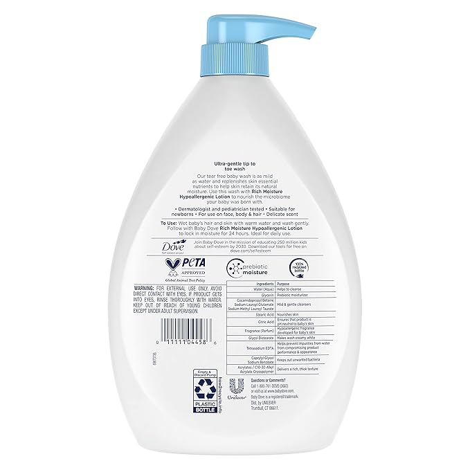 Baby Dove Sensitive Skin Hydrating Body Wash | Tear-Free & Hypoallergenic | Pediatrician Tested | 34oz (Pack of 3)