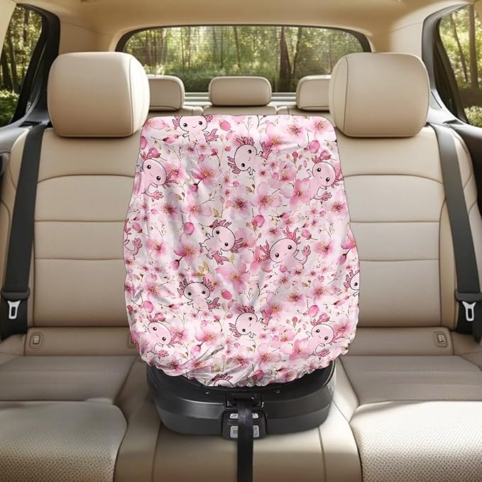 XYZCANDO Axolotl Toddler Car Seat Cover Pink Car Seat Sun Cover for Baby Car Seat Covers for Babies Boy Replacement Baby Car Seat Sun Shade Cover for Summer Car Accessories 2024