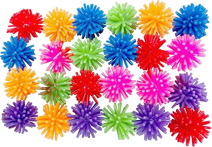 by M&M 2142 Pk24 Rainbow Spike Balls - Classic Rubber Bird Foot Toys, Soft Spikes, Lighweight, Fun to Grab, Small Pets Budgie Cockatiel Lovebird Parrotlet