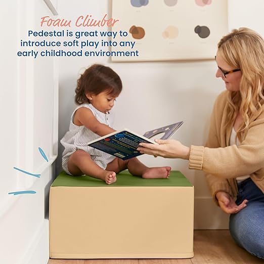 ECR4Kids SoftZone Pedestal Play Block Corner Climber, Beginner Playset, Earthtone