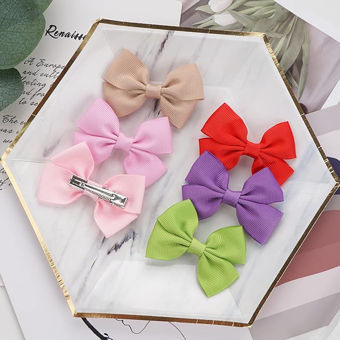 50PCS Baby Girls Hair Clips, 3 Inch Grosgrain Ribbon Hair Bows Toddlers Girls, Alligator Clips Barrettes Hair Pins Hair Accessories for Infants Kids 25 Colors In Pairs