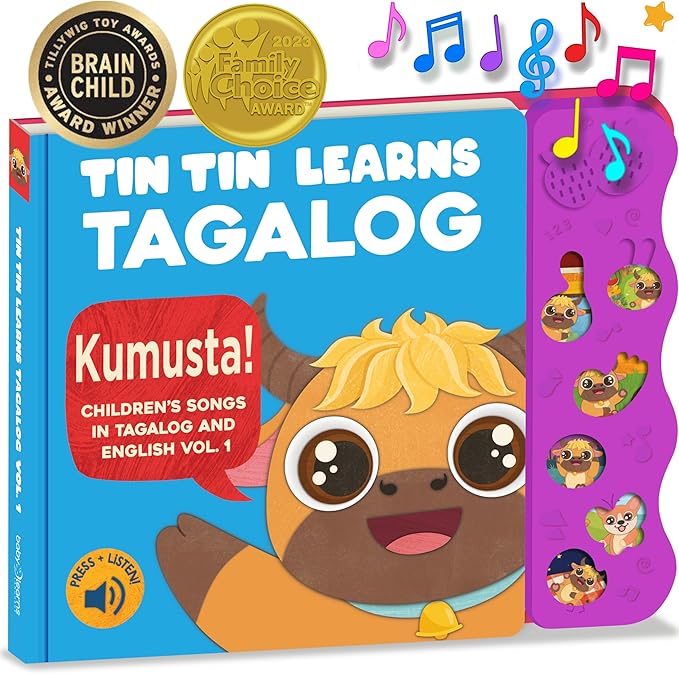 Bundle Deal — Interactive Sound Board Book for Toddlers 1-3, Bilingual English & Filipino Songs & Nursery Rhymes, Talking Musical Book, Musical Toy Gift for Babies & Kids