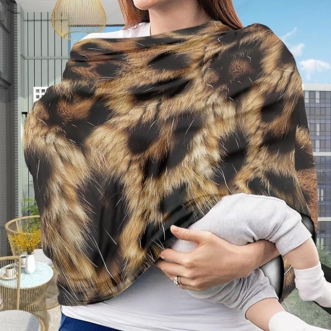 Forchrinse Leopard Print Nursing Cover Breastfeeding Scarf Babies Soft Car Seat Cover for Boys and Girls Infant Carseat Canopy Multi-Use Git