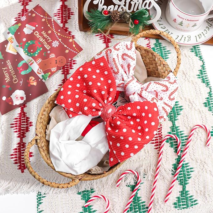 Christmas Bows for Girls - Santa & Candy Cane Bows - Red Baby & Toddler Girl Headbands