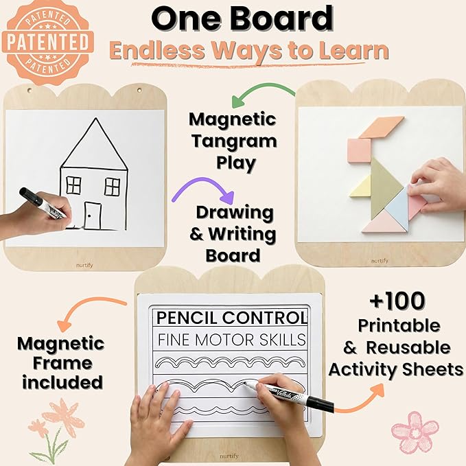 5 Panels, Wall Busy Board for Toddlers 2–7, 25-in-1 Montessori Wall Activity Board, Wooden Busy Board Wall Mounted, Sensory Wall Panel for Kids, Toddler wall Activity, Large Modular System