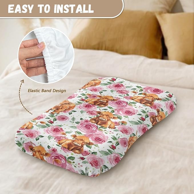Rose Highland Cattle Baby Crib Cover Infant Lounger Pillows Snuggle Nest Baby Lounger Newborn Lounger Pillow for Infants Travel Holiday