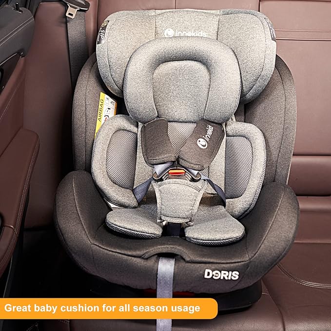 Innokids Infant Car Seat Insert for Newborn, 2 in 1 Reversible Soft Padded Baby Head and Body Support for Stroller, Carseat, Swing (Gray/Black)