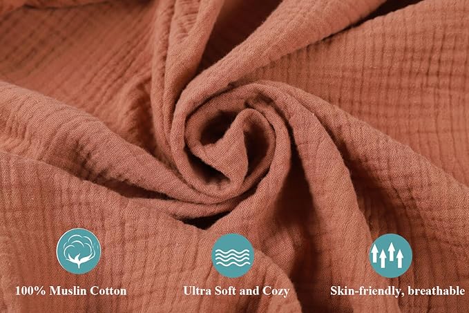 Muslin Pack and Play Sheets Fitted Compatible with Graco Pack n Play Playard Crib and Other 27 x 39 Inch 24 x 38 Playpen/Mini Crib Mattress Soft 100% Cotton Fog & Brown