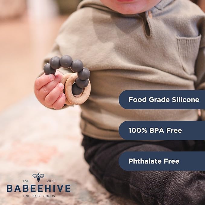 Babeehive Goods Teething Ring | Soothing Comfort for Your Little One | Safe and Effective Relief | Highly Sffective Teething Aid, Perfect for Soothing Sore Gums and Providing Comfort (Sage)