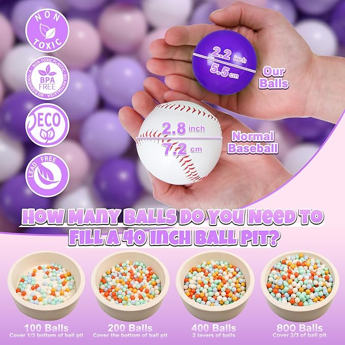 GOGOSO Ball Pit Balls for Toddlers Dogs Baby Boys Girls 2.2Inch Plasticball Toys for Kid Play Tent Birthday Slides Party Decor 50 100 170 200 500 1000