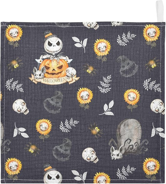 vvfelixl Baby Muslin Washcloths Halloween Skulls Horror Monsters Baby Burp Cloths Cotton Baby Face Towel for Newborn Infants Boys Girls Soft and Absorbent 11.8 X 11.8 in, 3 Pack Black