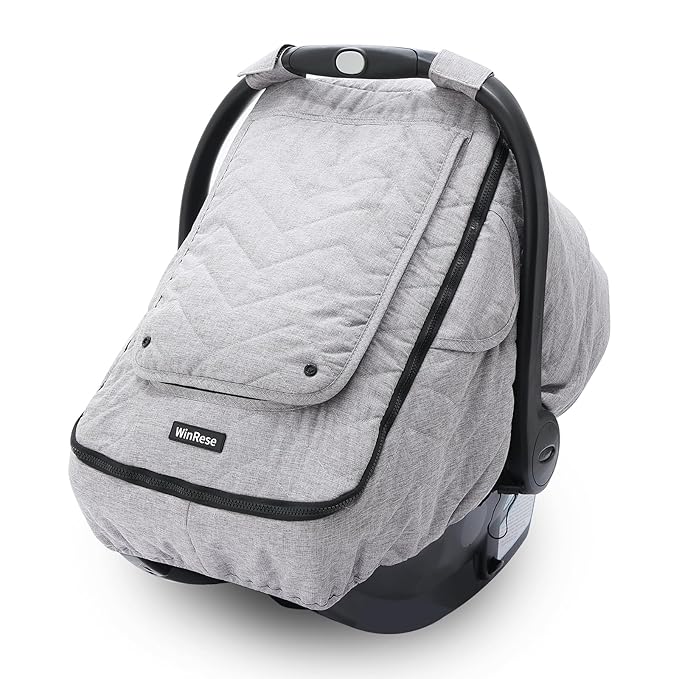 Baby Car Seat Cover - 3-Layer Thick Fabric, Waterproof, Breathable Mesh Window - Windproof & Snow Blocking, Keep Baby Warm in Winter - Universal Fit for Infant Car Seat and Carrier