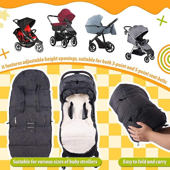 Baby Footmuff for Winter Outdoors Stroller Layer Waterproof Outer Soft Lambswool Liner Designed for Cold Wind Moisture Protection Suitable -30F/-22C Universal Fit Stroller