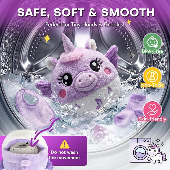 Unicorn Tummy Time Toys for Baby Girl 6-12 Months, Interactive Baby Musical Toys with Remote Control, Volume Adjustable & Mute, 20 Songs, Record & Repeat, Musical Baby Crawling Toys for Infants