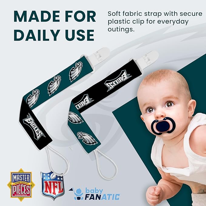 BabyFanatic Officially Licensed Unisex Pacifier Clip 2-Pack - NFL