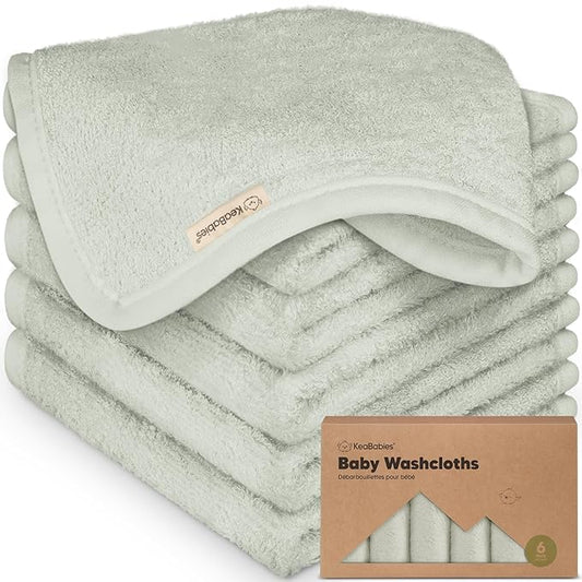 6-Pack Baby Washcloths – Soft Absorbent Viscose from Bamboo Washcloths for Face, Body, Baby Towels for Newborn, Kids, Toddlers, Infant, Gentle on Sensitive Skin, 10x10 Reusable Face Towels (Dove)