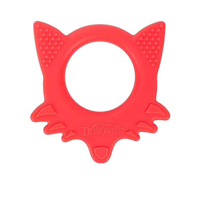 Dr. Brown's Flexees Friends Baby Teether, Orange Fox, 100% Silicone, BPA Free, 3m+