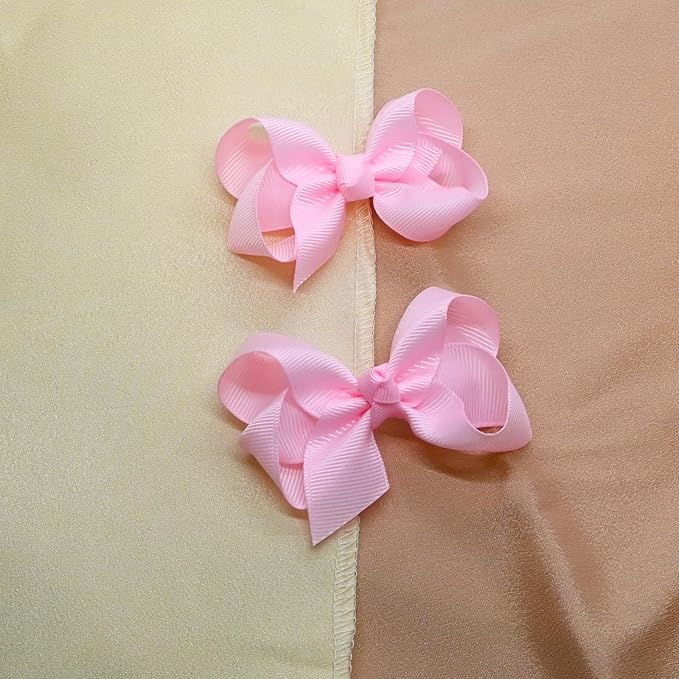 6 PCS Hair Accessories: 3" Grosgrain Ribbon Alligator Clips for Toddler Girls & Kids (Pink)