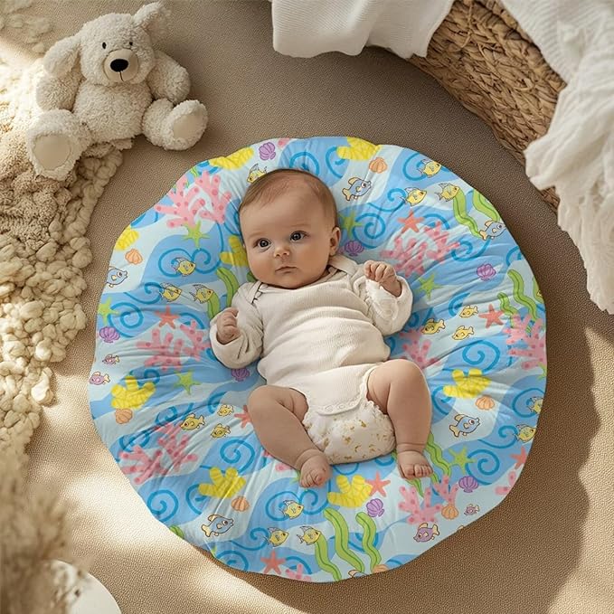 Cute Ocean and Fish Newborn Lounger Cover Lounger Cover for Boys Girls Comfy Fit Infant Lounger for Baby, Infant Removable Slipcover Stain Resistant and Scratch Resistant